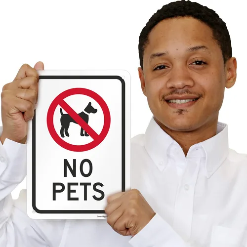 Miniatura 2 de SmartSign -K-1193-AL Letrero "No Pets" 7" x 10" Aluminio - Negro/Rojo sobre Blanco