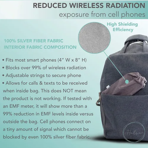 Miniatura 7 de Halsa Funda protectora EMF Shield para teléfono celular - Funda anti-EMP con bloqueo de señal - Estuche de protección para smartphone contra Gris