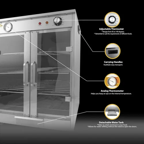 Miniatura 3 de Calentador eléctrico de alimentos de 4 estantes con capacidad para (8) cajas de pizza de 16 pulgadas, gabinete calentado de mantenimiento