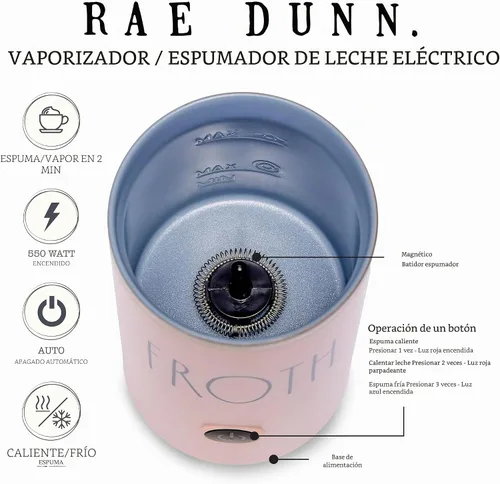 Miniatura 3 de Rae Dunn Espumador de Leche Eléctrico y Vaporizador - Elegante Vaporizador Automático y Espumador de Leche, Calentador de Leche
