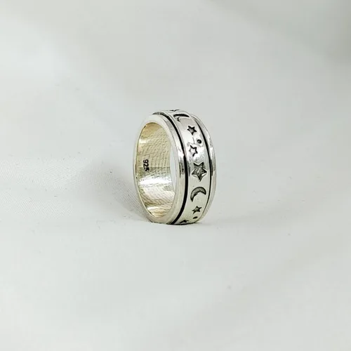 Miniatura 74 de Boho Spinner Ring, Mothers Day Gift, Silver 925 Women Ring, Sterling Silver 925 Ring, Fidget Spinner Ring,Women Silver Anxiety Ring