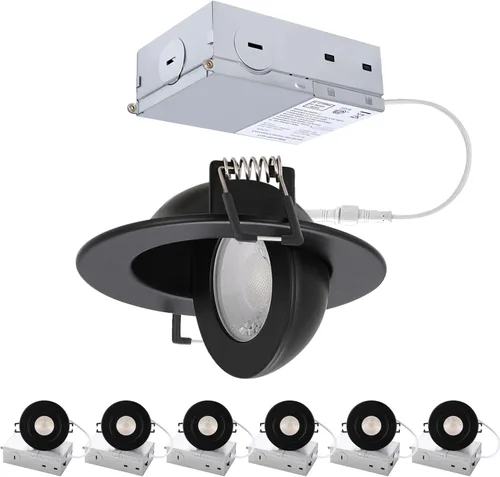 Miniatura 15 de POPANU Gimbal Luz LED Empotrada - 4 Pulgadas Negro 9W Rotación 360° Direccional Ajustable Eyeball Techo Inclinado Iluminación Empotrada 4 pulgadas
