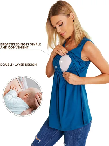 Miniatura 2 de Ekouaer Camisetas sin mangas de lactancia para mujer, paquete de 3