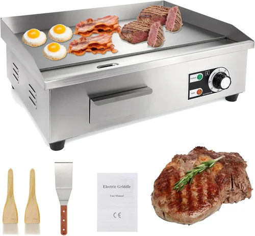 IRONWALLS Plancha eléctrica comercial de 22 pulgadas, 3000 W, parrilla eléctrica para interiores con control de temperatura ajustable de 122 ~ 572