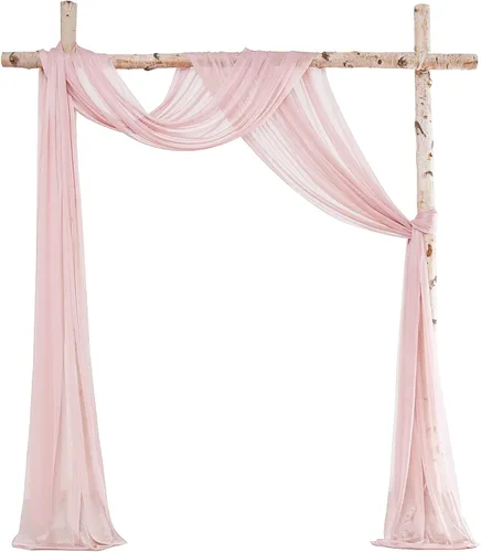Miniatura 8 de Floroom Tela drapeada de arco de boda, 2 paneles de 19 pies, cortinas de tela de gasa blanca, decoración de ceremonia de boda, recepción Blanco