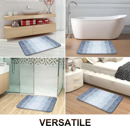 Miniatura 9 de OLANLY Juego de 2 alfombras de baño de microfibra suave y absorbente, antideslizantes, se pueden lavar y secar a máquina, alfombras de baño peludas