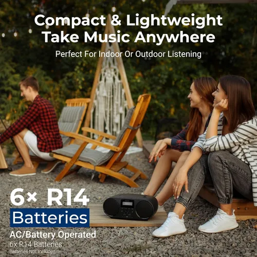 Miniatura 6 de Philips Reproductor de CD portátil Boombox con Bluetooth, radio FM, altavoces Dynamic Bass Boost, entrada USB/auriculares/auxiliar, reproductor