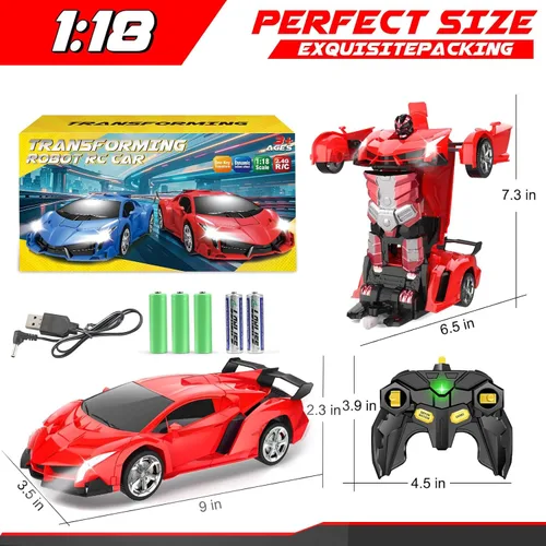 Miniatura 5 de Chridark Juguetes de Coche a Control Remoto - Coches RC Transformables para Niños, Juguetes de Coche Robot Transformable, Regalo de Juguetes