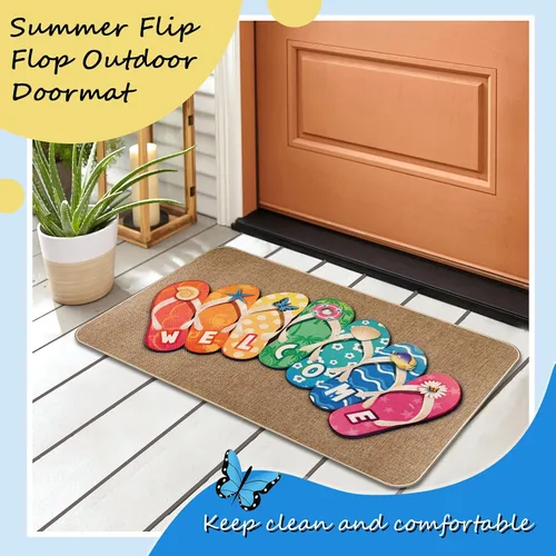Miniatura 5 de Tallew Chanclas de verano para puerta, antideslizantes, de goma, para verano, bienvenida, náuticas, para playa, para interiores y exteriores, tapete