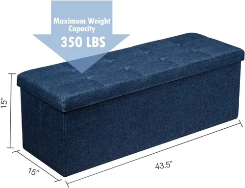 Miniatura 3 de LUARANE - Banco otomano de almacenamiento, otomana plegable de almacenamiento de 120 litros con divisor de metal, baúl de almacenamiento con asiento