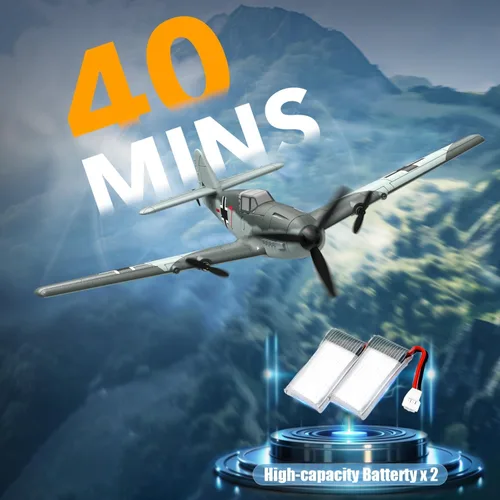 Miniatura 3 de volantexrc Avión RC de 3 canales, control remoto, avión de combate, 2.4 GHz, estabilizador giroscópico de 6 ejes, avión planeador RTF, fácil de Bf109