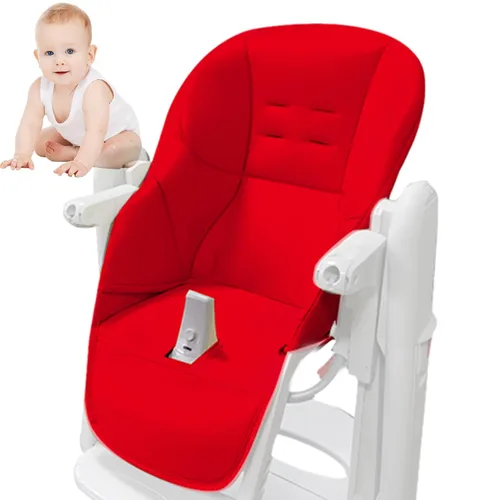 Miniatura 11 de LAFANDE Fundas para silla alta para bebé, cojín para silla de comedor de bebé, funda de piel sintética con acolchado para silla de comedor Peg Blanco