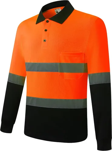 Miniatura 3 de Camisa de seguridad para hombre, camiseta reflectante de alta visibilidad, de secado rápido, transpirable, suave naranja+negro-02