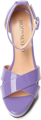 Miniatura 24 de MODENCOCO Sandalias de boda con correa de tobillo sexy para mujer, con plataforma y puntera abierta, tacón de aguja y tacón alto, zapatos de vestir