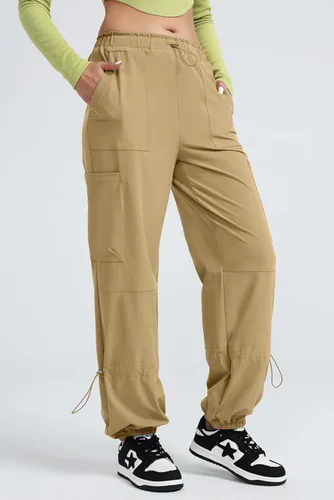 Miniatura 3 de Allytok Pantalones de paracaídas para mujer, pantalones cargo holgados con bolsillos con cordón Y2K Streetwear