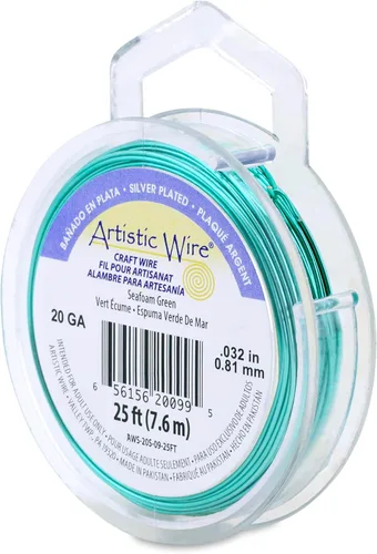 Miniatura 29 de Artistic Wire, alambre para manualidades de calibre 22 bañado en plata, resistente a las manchas, color cobre, blanco, 9,1 m