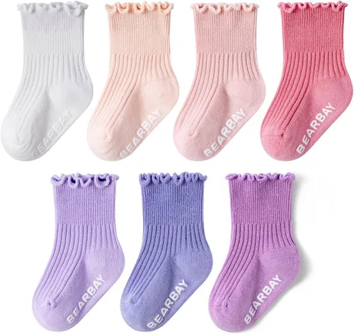 Miniatura 27 de Calcetines tobilleros antideslizantes para bebés con agarraderas para caminar de 0 meses a 7 años