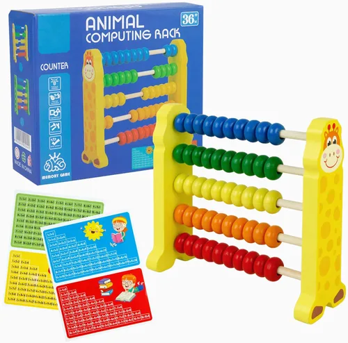 Sealive Juguete de madera para contar – Ábaco de 50 cuentas para matemáticas de niños, contadores de jirafas de dibujos animados para niños,