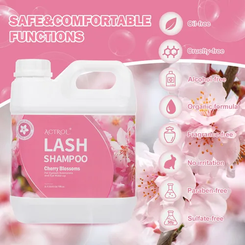 Miniatura 4 de ACTROL Limpiador de extensiones de pestañas Cherry Blossom 2L Natural Lash Extension Shampoo Professional Eyelid Foaming Cleanser Parabenos &