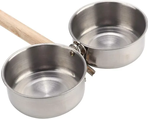 Miniatura 4 de Perca para pájaros con comedero, tazones de acero inoxidable sin olor con soporte para colgar para exteriores, dispensador de alimentos de agua