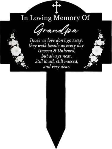 Miniatura 10 de Decoraciones de tumbas para cementerio, estacas conmemorativas, estaca de metal impermeable para condolencias y placa conmemorativa para exteriores