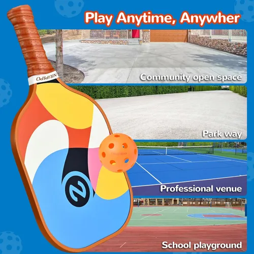 Miniatura 7 de niupipo Pickleball Paddles Set of 2 or 4, USAPA Approved Fiberglass Pickleball Paddle Set with Balls and Bag, Polypropylene Honeycomb Core, 1.