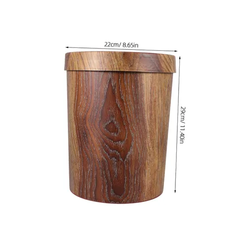 Miniatura 2 de STOBOK 1 bote de basura, cesta de basura para baño, papelera de madera con patrón de madera, contenedor de basura retro, contenedor de basura