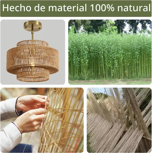 Miniatura 2 de 12.4” Candelabro de ratán boho, 1 luz, lámpara colgante tejida a mano, lámpara colgante rústica de estilo granja para isla de cocina, recámara