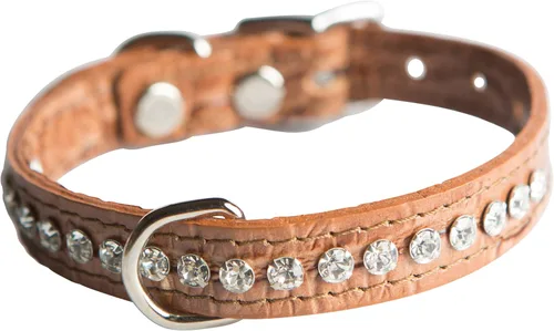 Miniatura 38 de Collar de perro de cuero y cristales de OmniPet Signature, cuero de grano de violeta africana de avestruz, se ajusta a un tamaño de cuello de 6"-8