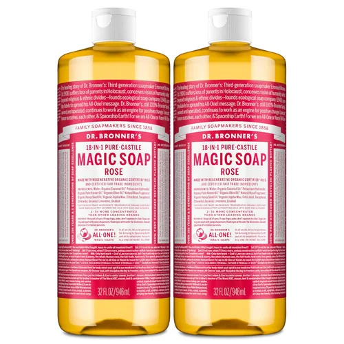 Miniatura 14 de Dr. Bronner's - Jabón líquido puro de Castilla (rosa, 16 onzas) - Hecho con aceites orgánicos, usos 18 en 1: cara, cuerpo, cabello, lavandería