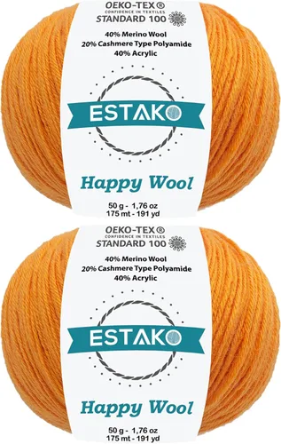 Miniatura 41 de Estako Happy Wool (paquete de 2 madejas) 40% lana merino 20% cachemira tipo poliamida 40% acrílico peso fingering hilo suave para tejer y crochet