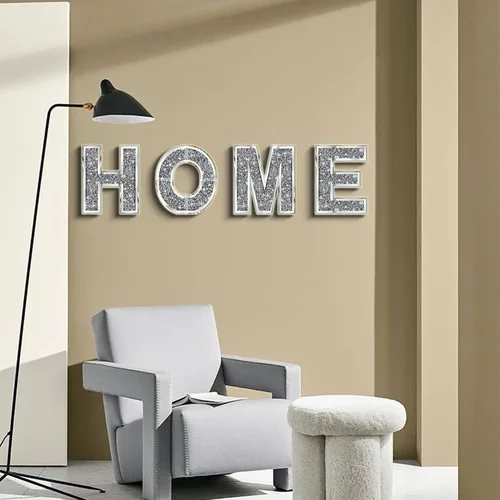 Miniatura 5 de ZOLAPI 4 letras independientes para el hogar. Letras de diamantes de cristal glamorosas. Espejo plateado para decoración del hogar para pared, Casa