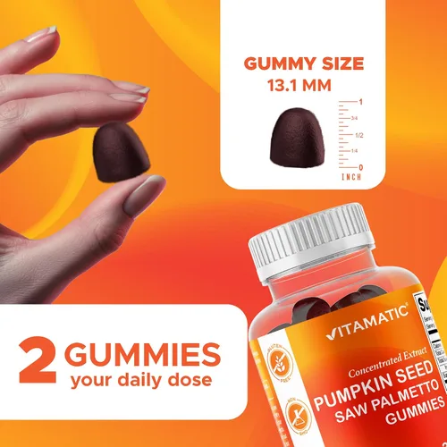 Miniatura 3 de Vitamatic 2 Paquetes de Gomitas de Semillas de Calabaza Sin Azúcar - 3000 mg Equivalentes Por Porción (de Extracto 20:1 y 10:1 de 200 mg) - Hechas