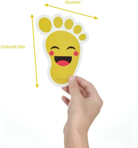 Miniatura 3 de Beautyflier Calcomanías amarillas de dibujos animados para niños (20 pares), material de PVC impermeable, autoadhesivo, guías de distancia social
