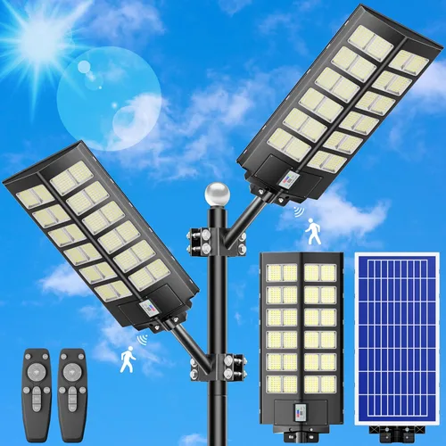 Miniatura 7 de loyoele Farolas solares para exteriores, impermeables, 9000 W, 300000 lúmenes, luz solar de estacionamiento del atardecer al amanecer, luces