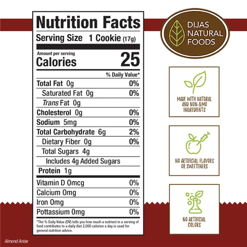 Miniatura 2 de DIJAS Natural Food s, Galleta de biscotti sin grasa, ingredientes naturales sin conservantes, delicioso aperitivo bajo en calorías (5 onzas)