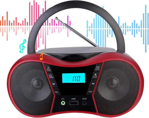 Miniatura 3 de Boombox Reproductor de CD Portátil, Reproductores de CD Portátiles para el Hogar, Reproductor de CD de Radio Estéreo con AUX/USB/FM/Bluetooth