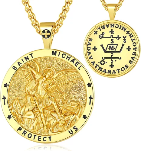 Miniatura 184 de EUDORA Collar de plata de ley 925, San Cristóbal y San Benito, San Miguel, Virgen María, San Judas Tadeo, Cruz de Buen Pastor y Arcángel, Medalla