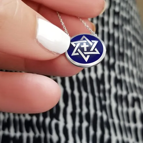 Miniatura 3 de Alef Bet by Paula Collar de cruz y estrella judía de David para mujer