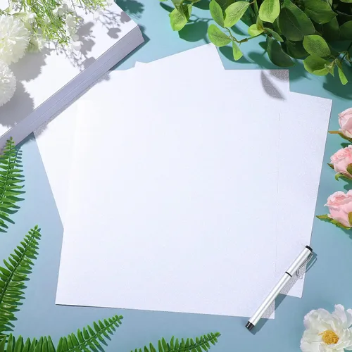 Miniatura 4 de 100 hojas de cartulina blanca con purpurina de 12 x 12 pulgadas, cartulina brillante, papel metálico brillante en cubierta de 92 libras para álbumes
