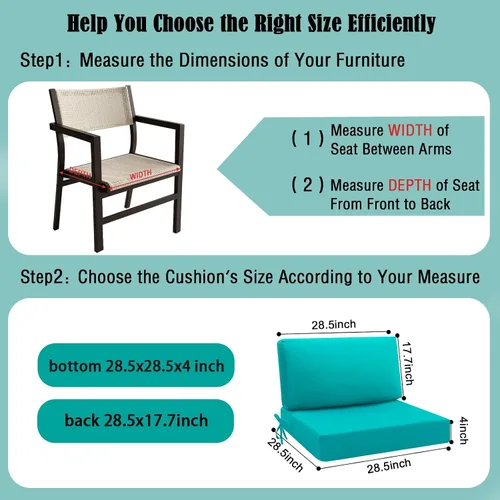Miniatura 4 de idee-home Cojines impermeables para asiento de exteriores, cojines de repuesto para sofá y sillas de asiento profundo Hampton Bay, para césped