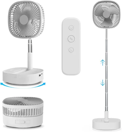 Miniatura 7 de Magesh Ventilador de pedestal oscilante portátil y remoto, rotación de 120°, ventilador plegable 3 en 1, ventilador de escritorio, antideslizante