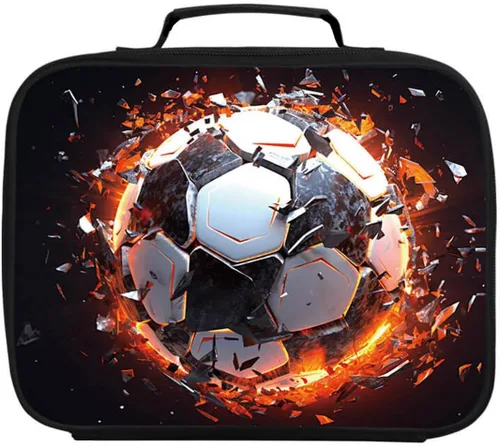 Miniatura 8 de Lonchera de fútbol americano para niños y niñas, bolsa de almuerzo escolar para niños, capa aislada, poliéster, a prueba de fugas, para niños a