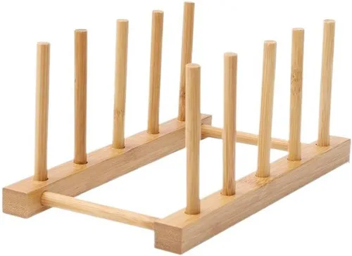 Miniatura 6 de KazUp Simple Madera Cocina Bowl Rack Placa Plato Olla Tapa Rack Hogar Almacenamiento Rack