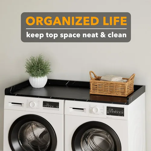 Miniatura 5 de SpaceAid Encimera para Lavadora y Secadora, Estante Superior de Madera para Lavandería con Borde, 54" de Ancho x 27.5" de Profundidad, Organizador