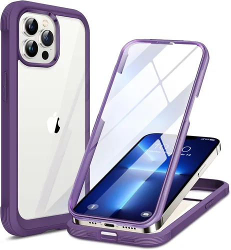 Miniatura 149 de Miracase Funda para iPhone 13 de 6.1 pulgadas, [sin burbujas] funda de teléfono de cuerpo completo con pantalla de vidrio completa integrada, sin