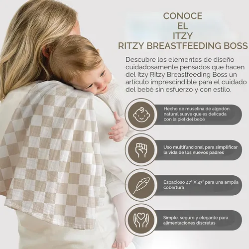 Miniatura 2 de Itzy Ritzy Cobertor Multiusos Boss de Lactancia – Una Cubierta de Lactancia, Manta para Envolver, Cobertura para Asiento de Auto, Tapete para Tiempo
