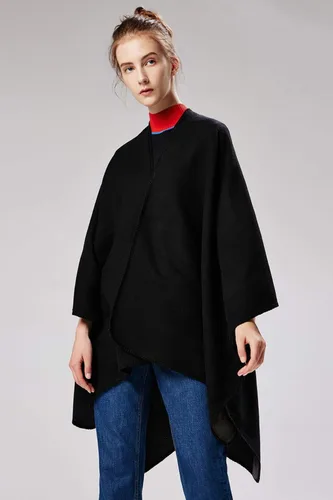 Miniatura 3 de Chal de punto para mujer, a cuadros, con parte delantera abierta, tipo poncho, tipo capa envolvente
