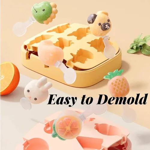 Miniatura 2 de Paquete de 2 moldes para paletas para niños, 6 piezas de silicona para hacer helados, moldes de helado congelados, accesorios de cocina, leche