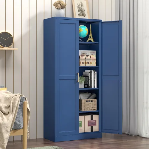 Miniatura 8 de Polup - Armario de despensa de cocina, armario de despensa de metal de 71 pulgadas de alto con puertas y estantes ajustables, alacena de comida Azul